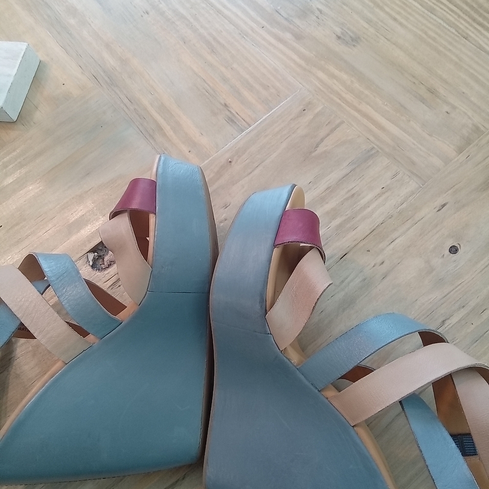 Kork-Ease Hailey Multi-Color Leather Strap Platform Wedge 5.5" Sandals S… - Picture 14 of 16